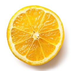 High-angle view of a perfectly round lemon slice