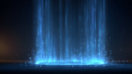 Holographic blue firewall glowing with digital light barrier
