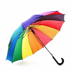 Colorful rainbow umbrella against white background (1)
