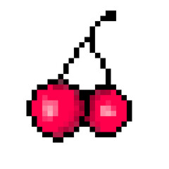 Cherry fruit with pixel art style 