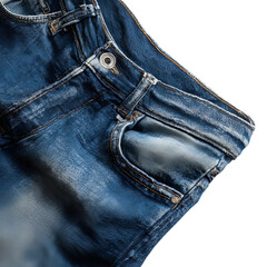 Classic Denim: A detailed, close-up shot of a pair of classic denim jeans, highlighting the iconic blue hue, texture and design.