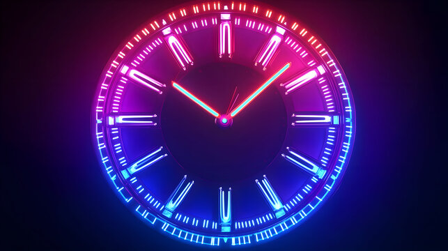 Neon digital clock graphic