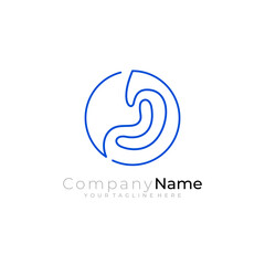 stomach logo design with line style in blue color