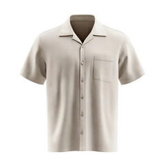 Stylish Summer Shirt: A meticulously crafted short-sleeved shirt, designed in a classic, neutral tone, and showcases its elegant details: from its front pocket to its button-down closure. 