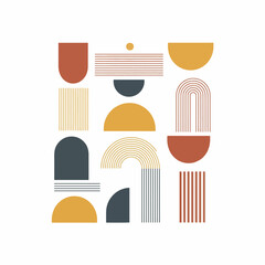 Minimalist Geometric Abstract Shapes in Warm Earth Tones