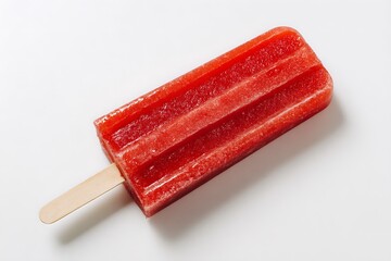 Red Popsicle on a White Background, Frozen Treat and Summer Refreshment Concept