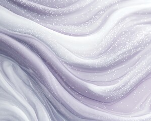 Naklejka premium Soft lilac and pale gray marble ink with shimmering white glitter particles dispersed across the design creating a gentle dreamlike effect