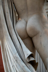 Classical Stone Statue Draped Fabric Sculpture Detail Close-Up