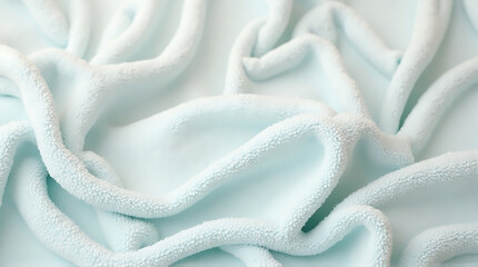 Close-up of soft baby blue fleece blanket with delicate folds and cozy texture, perfect for