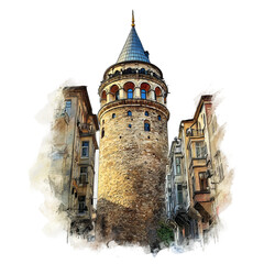Galata Tower Artistic Impression: A captivating artistic representation of the iconic Galata Tower, a symbol of history and architectural wonder.