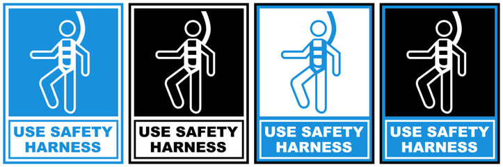 set use safety harness sign symbol design label template vector illustration