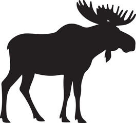 Obraz premium Silhouette of a large bull moose with wide antlers on a white background male animal