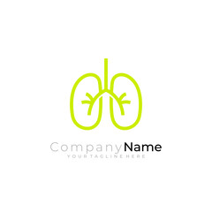 lungs logo template with line style in green color