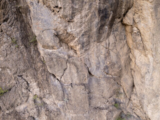 Rocky Cliff Texture with Natural Cracks and Minimal Vegetation in BC, Canada