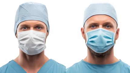 Two doctors wearing different face masks
