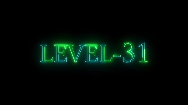 level 31 neon bright text font colorful 4k video animation. Neon level up sign and upper Level . next Level text animation.  - Powered by Adobe