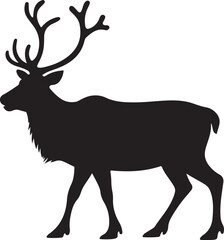 Obraz premium Black silhouette of a reindeer with branching antlers on a white background animal wildlife