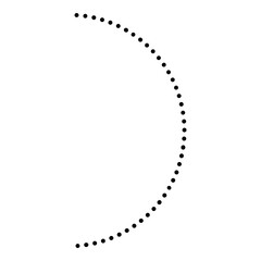 Minimal dotted semicircle arc illustration, abstract curved line pattern for design, motion, decoration, border, and geometric graphic.