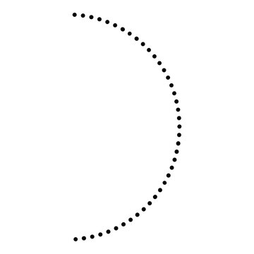 Minimal dotted semicircle arc illustration, abstract curved line pattern for design, motion, decoration, border, and geometric graphic.