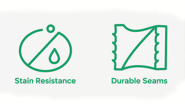 Anti stain and durable stitching icon: represents resistance to stain adhesion, strengthening clothing seams, and is used for daily clothing and outdoor equipment scenes.