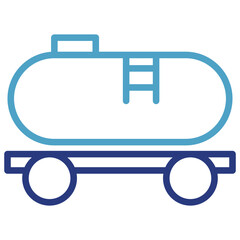 Railway tanker icon for transporting volumes of gasoline or oil in a single trip, making it an efficient method of transportation for long distances