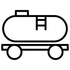 Railway tanker icon for transporting volumes of gasoline or oil in a single trip, making it an efficient method of transportation for long distances