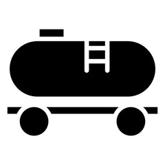 Railway tanker icon for transporting volumes of gasoline or oil in a single trip, making it an efficient method of transportation for long distances