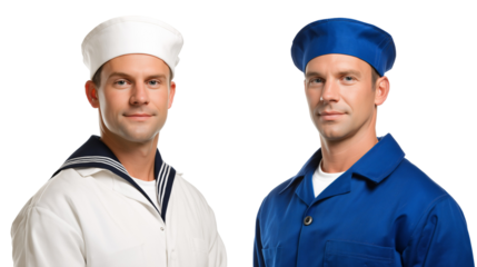 Two men wearing sailor costumes