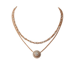 Fototapeta premium Elegant rose gold layered necklace with sparkling diamonds image