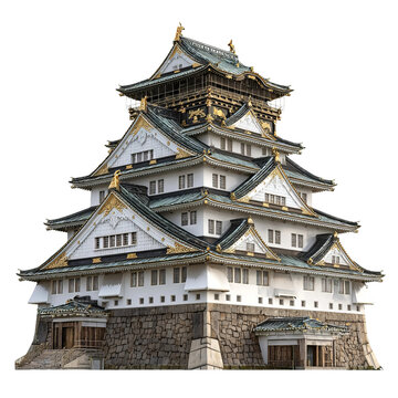 Osaka Castle: A majestic, historical castle. This stunning building stands tall with its intricate architecture and historical significance.
