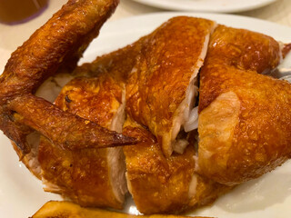 fried chicken whole on the plate