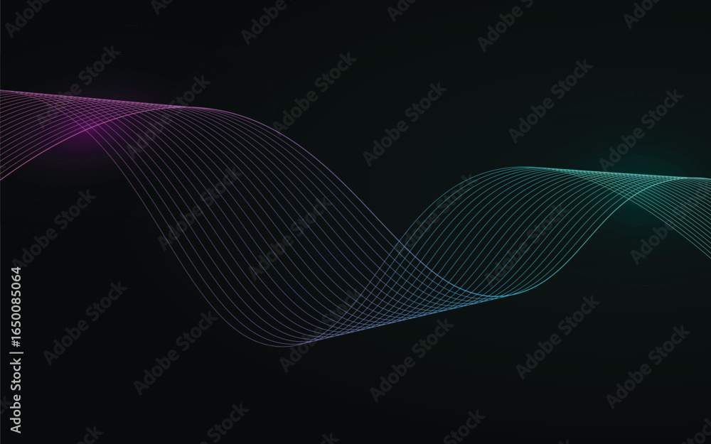 Poster abstract background with colorful wavy lines gradient effect on dark background for modern designs a