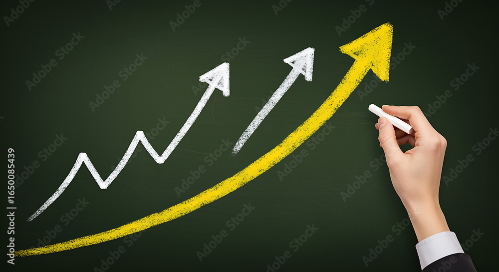 Poster growth chart visualizing success and progress with upward trends