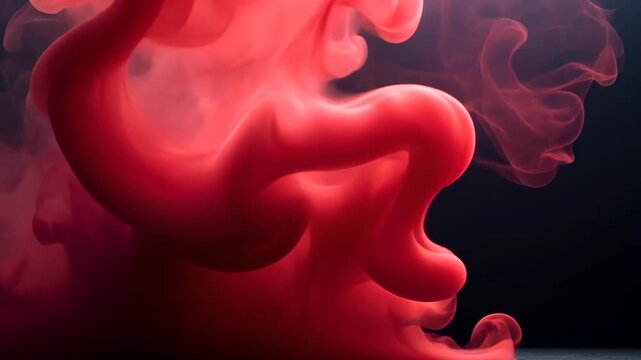 Vivid red swirling smoke patterns flowing dynamically in abstract motion