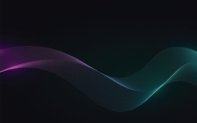 Abstract Neon Flowing Wave Design on Dark Background for Technology and Digital Art Projects with Gradient Colors