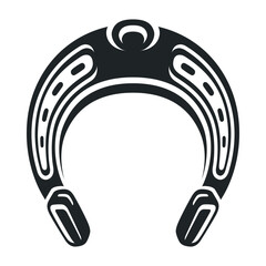 A stylized horseshoe icon that emphasizes its shape and symbolizes good luck and prosperity. Great for use in graphics, logos, and printed materials.