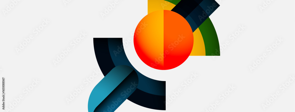 Poster abstract shapes, vibrant colors, modern design. geometric forms overlap creating dynamic composition