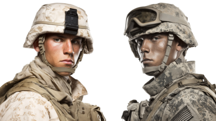 Two soldiers in military gear