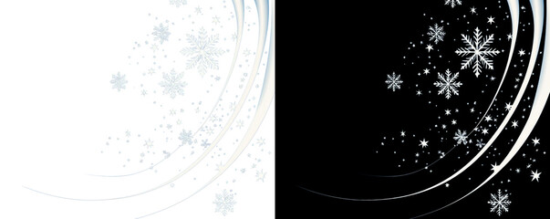 Elegant swirling snowflakes design png cut out element set, transparent background