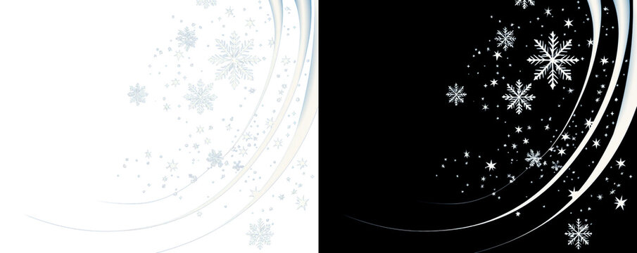 Elegant swirling snowflakes design png cut out element set, transparent background