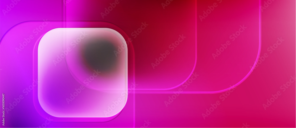 Poster abstract background features vibrant pinks, purples. geometric shapes overlap creating luminous effe