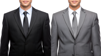 Suits: black and gray formal attire