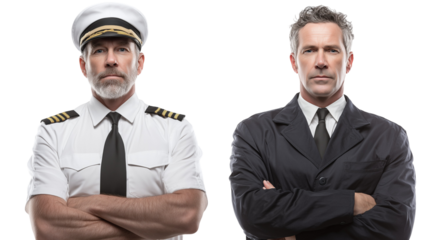 Two men: captain and business attire