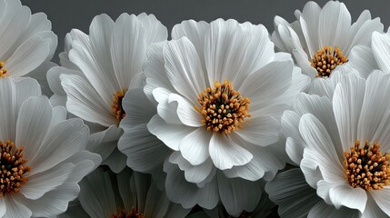Repeating daisy petal shapes on soft gray background