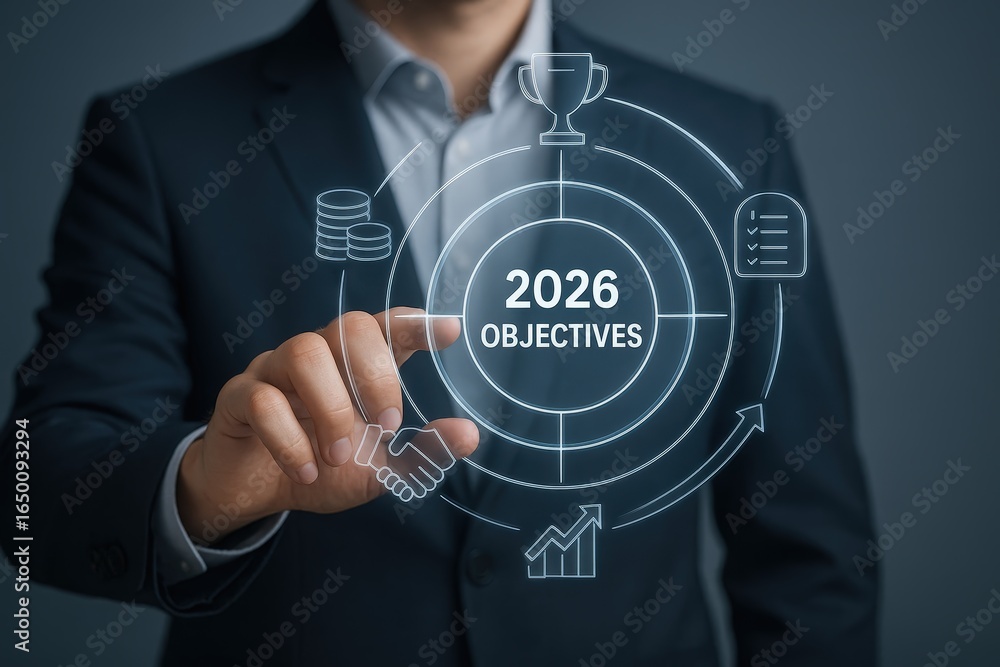 Poster projected objectives for the year 2026 are displayed.