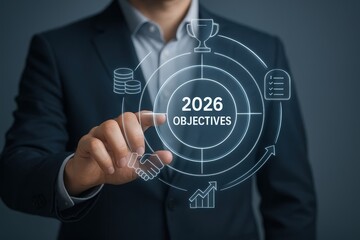 Obraz premium Projected objectives for the year 2026 are displayed.