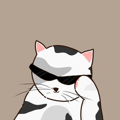 Cool Cat: A black and white cat confidently poses with sunglasses on.