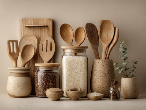 Cocina zero-waste: tarros a granel, utensilios de madera