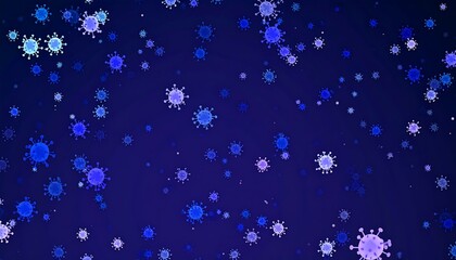 Virus particles with dark blue background.