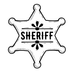 Sketch sheriff star badge	